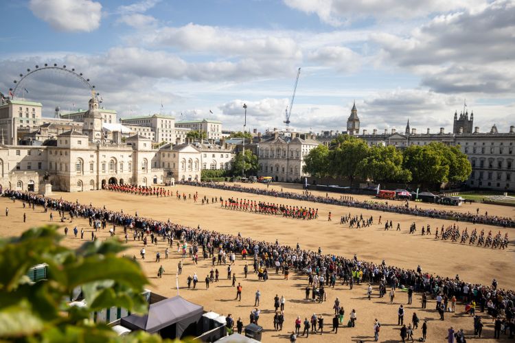 Her Majesty The Queen moves from Buckingham Palace thought House Guard parade square during coffin procession
