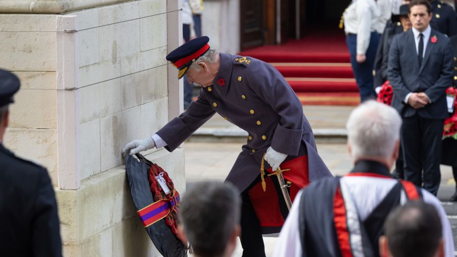 His Majesty The King, King Charles joined Armed Forces personnel at the Cenotaph for Remembrance Sunday 13112022 CREDIT MOD Crown Copyright.jpg