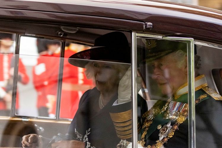 His Royal Majesty Prince Charles leaving the Opening of State Parliment today with Camilla The Duchess of Cornwall 