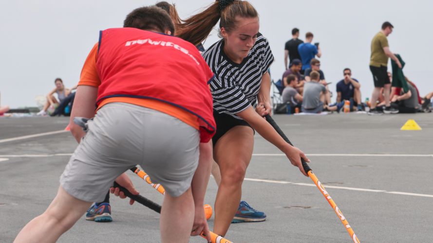 Hockey is played on HMS Queen Elizabeth (Picture: MOD).