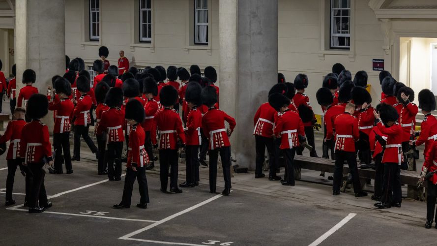 Household Division make final adjustments to uniform prior to a final dress rehearsal as a part of Operation London Bridge 13092022 CREDIT MOD Crown Copyright.jpg