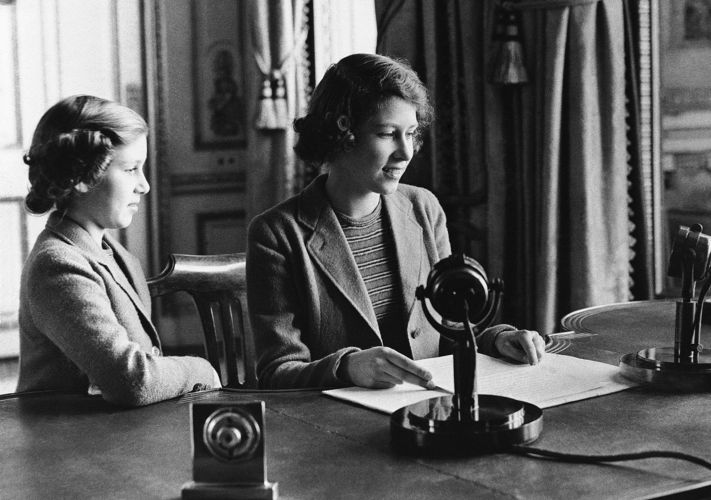 Princess Elizabeth (right) and Princess Margaret after they broadcast on Children's Hour from Buckingham Palace (Picture: CBW/Alamy Stock Photo).