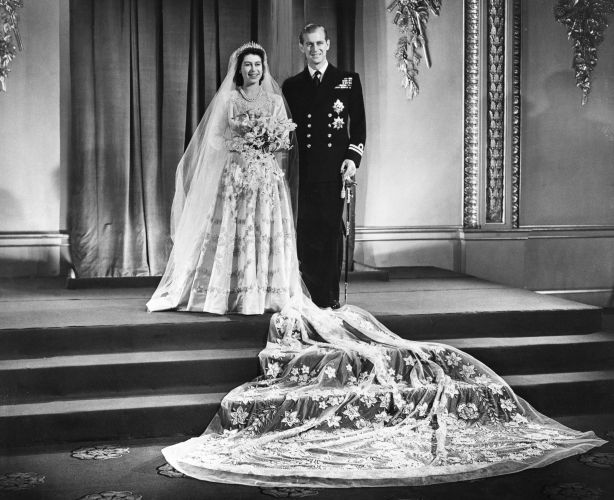 The newly-married couple in 1947 shortly after their wedding ceremony (Picture: PA Images/Alamy Stock Photo). The newly-married couple in 1947 shortly after their wedding ceremony (Picture: PA Images/Alamy Stock Photo).