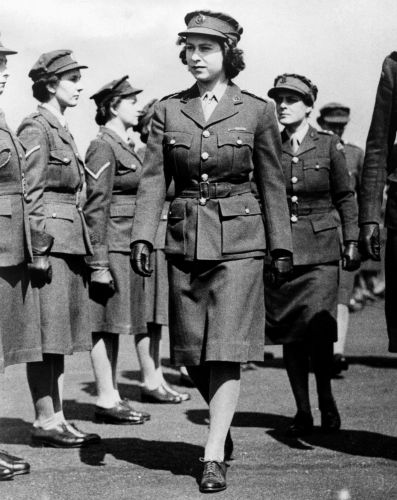 Princess Elizabeth inspecting the Motor Transport Training Centre at Camberley, Surrey, in May 1945 (Picture: Trinity Mirror/Mirrorpix/Alamy Stock Photo).