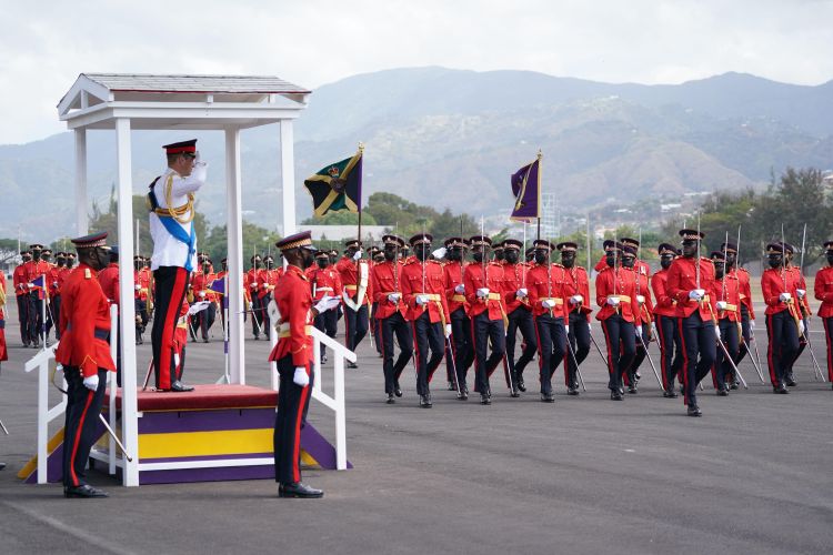 Duke of Cambridge in Kingston, Jamaica, at commissioning parade for Caribbean Military Academy's Officer Training Programme