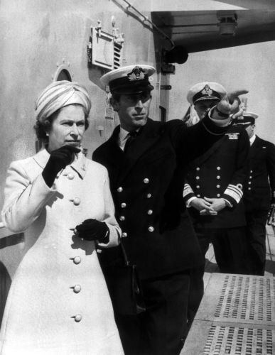 The Queen being shown around HMS Norfolk in 1972 by her eldest son Charles (Picture: Trinity Mirror/Mirrorpix/Alamy Stock Photo). The Queen being shown around HMS Norfolk by Prince Charles in 1972 (Picture: Trinity Mirror/Mirrorpix/Alamy Stock Photo).