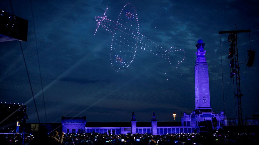 Illuminated drones form a Spitfire during a spectacular display over Southsea Common at the end of national 80th anniversary D-Day event  (Picture: MOD)