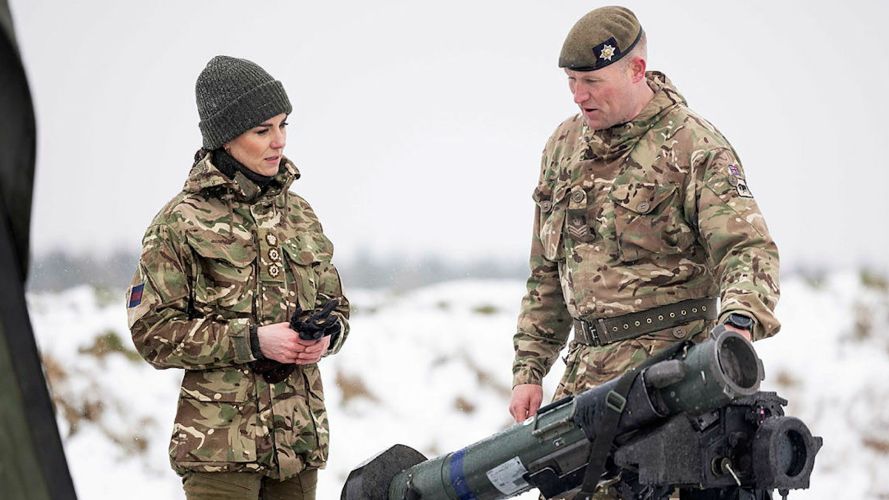 Kate being shown a Javelin by the Irish Guards (Picture: MOD Copyright. Sgt Donald Todd).
