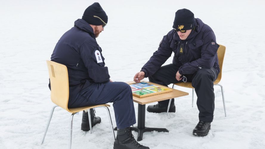 Keeping active on the ice during HMS Protector's Arctic expedition (Picture: Royal Navy).