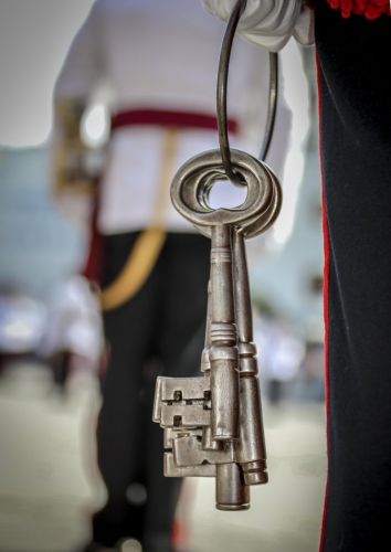 Keys and military personnel pictured during the Queen's birthday rehearsals (Picture: MOD Gibraltar).