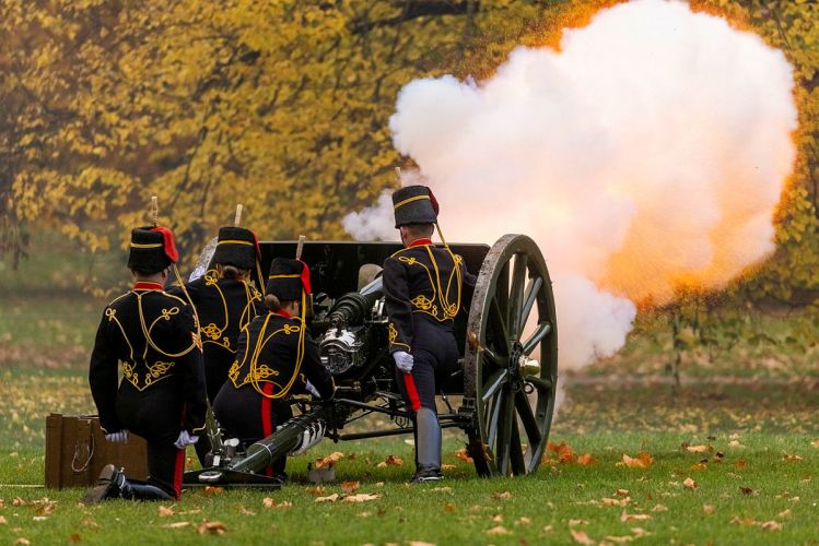 The King’s Troop Royal Horse Artillery fired its first public gun salute in 20 months – marking Prince Charles' 73rd birthday in November (Picture: MOD). King’s Troop Royal Horse Artillery firing a 41 Gun Salute to mark the birthday of Prince Charles in Green Park, London 151121 CREDIT MOD.jpg