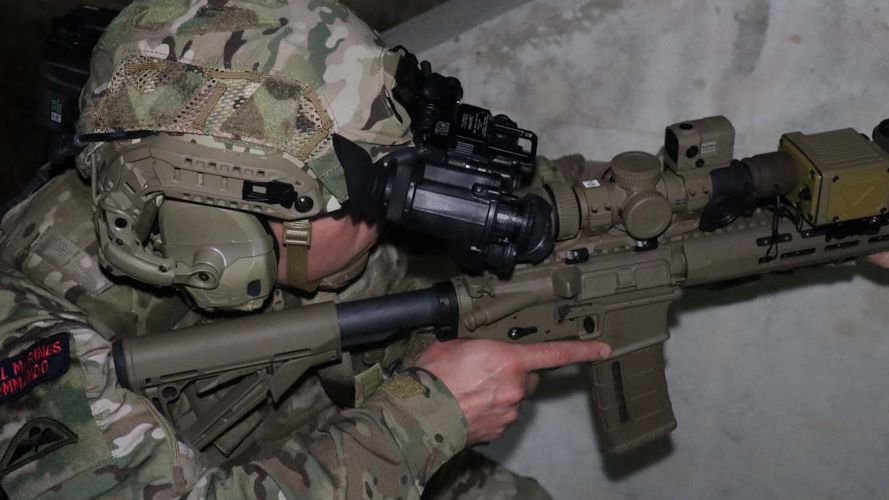 Knight’s Stoner 1 (KS-1) rifle (designated L403A1) Royal Marine Commando Forces 070923 CREDIT ROYAL NAVY 6