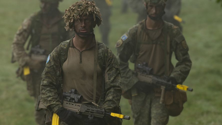 Soldiers from the Kosovan Security Force patrol through the fog in the Brecon Beacons (Picture: MOD) Kosovan Security Force patrol Exercise Cambrian Patrol Exercise Cambrian Patrol 2026 Breacon Beacons 051026 CREDIT MOD