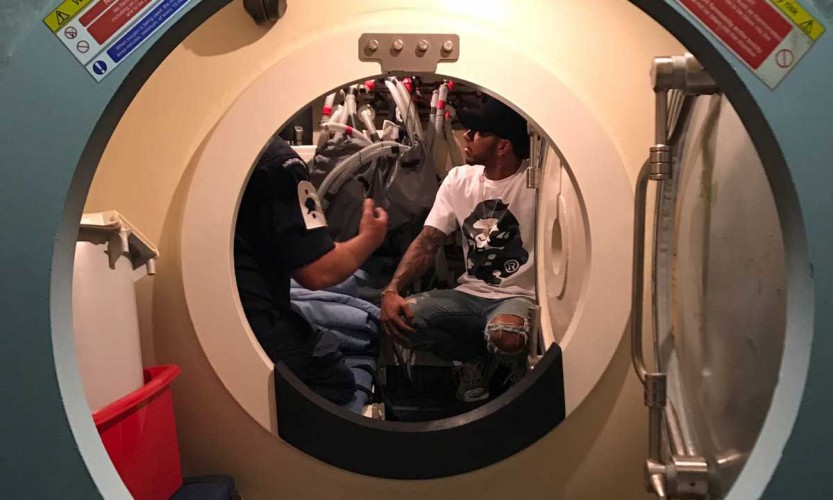 Lewis Hamilton goes onboard HMS Middleton