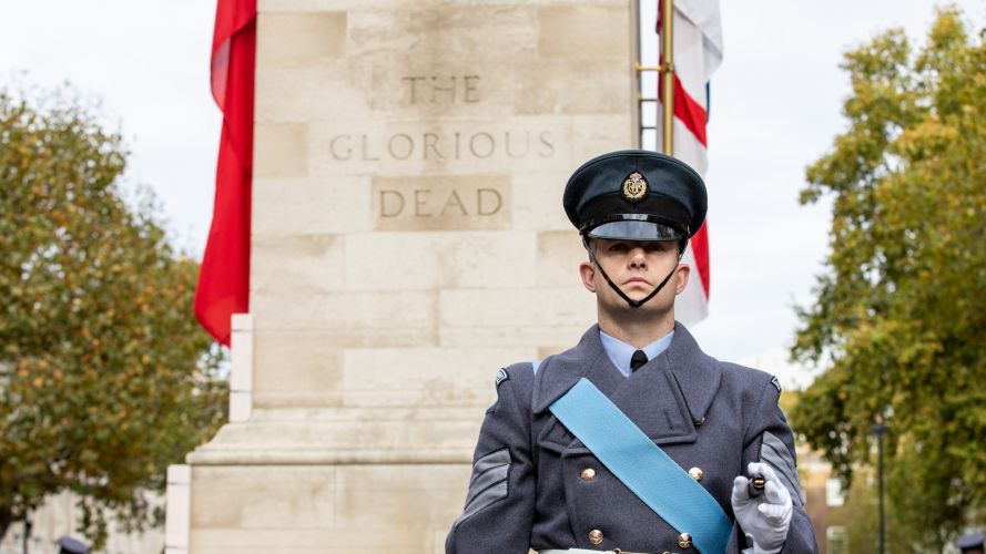 Looking on at the Cenotaph during Armistice Day commemorations (Picture: MOD).