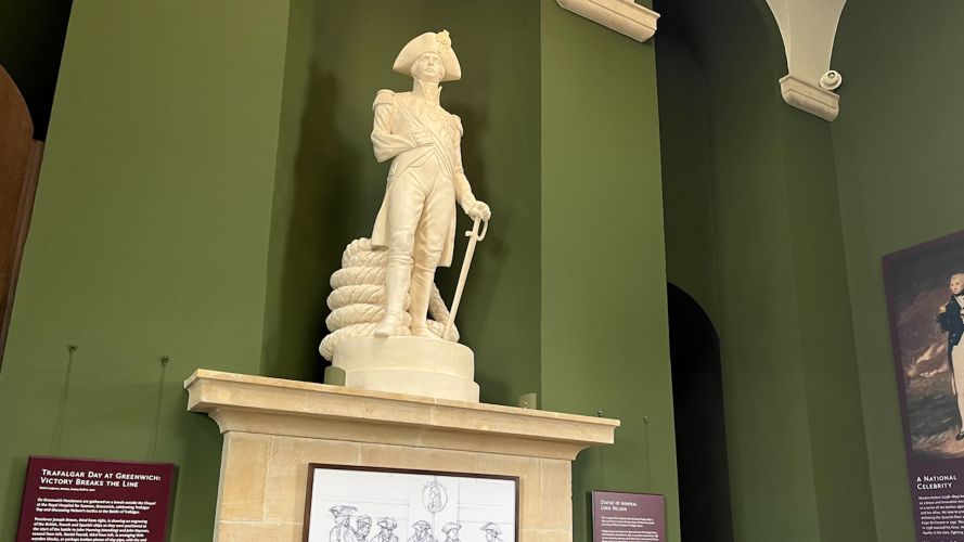 Lord Nelson stone statue inside new Nelson Room at Old Royal Naval College 25032022 CREDIT BFBS.jpg