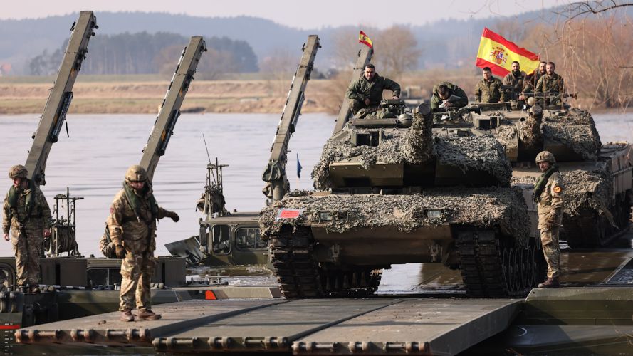 M3 Amphibious Bridging Vehicles conduct a second rehearsal of the vehicle river crossing 03032024 CREDIT MOD