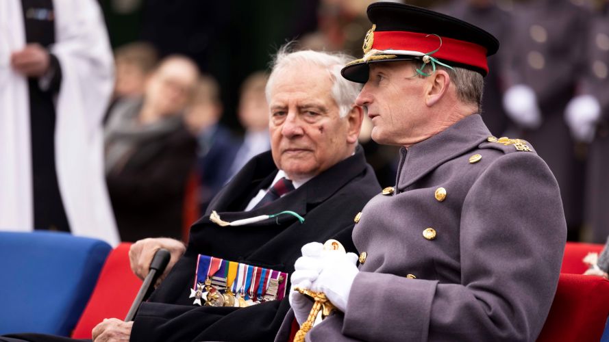 Major General Christopher John Ghika CBE sat with Lord Guthrie during St. David’s Day parade 01032023 CREDIT MOD Crown Copyright.jpg
