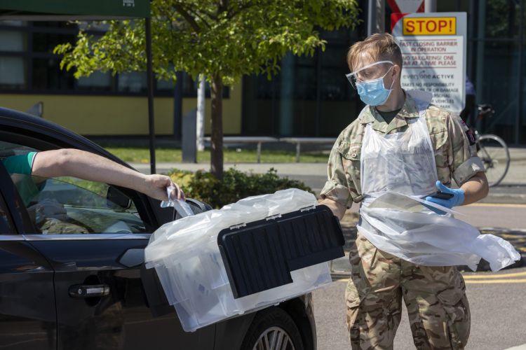 Member of 2nd Battalion Royal Anglican operating a COVID19 Coronavirus mobile testing site