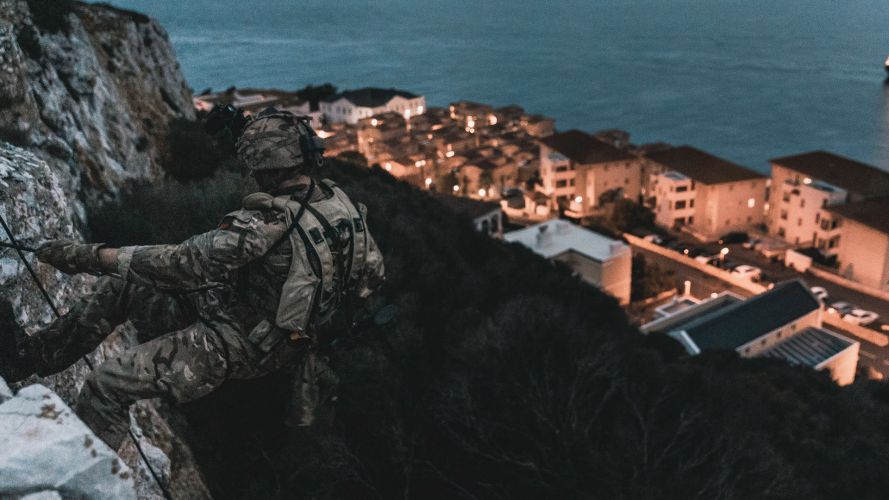 As part of Ex Serpent Rock, Royal Marines from 43 Commando Fleet Protection Group climbed cliffs in Gibraltar (Picture: Royal Navy).
