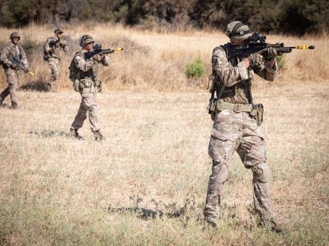 Member of RAF’s 1 Squadron Force Protection exercising in Cyprus