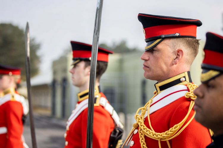 Members of the Household Division formed up during the reharsals for the Duke of Edinburgh's funeral (Picture: MOD).