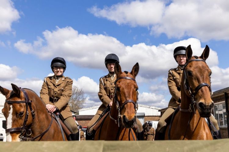 Members of The King's Troop, Royal Horse Artillery during a dress rehearsal at Combermere Barracks, Windsor for the Duke of Edinburgh's funeral (Picture: MOD).