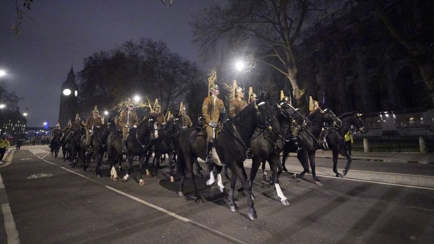 Members of the military in Westminster, during a night time rehearsal for the coronation of King Charles 18042023 NO REUSE CREDIT PA WIRE, PA IMAGES.jpg