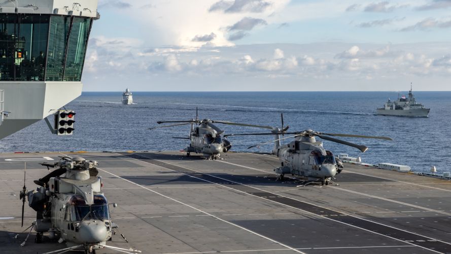 Merlin and Wildcat helicopters embarked on HMS Prince of Wales 24022024 CREDIT MOD