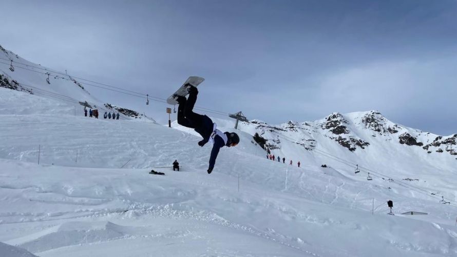 Mid trick during Snowboard Slope Style event at Meribel Inter Services Championship 03022022 CREDIT BFBS.jpeg