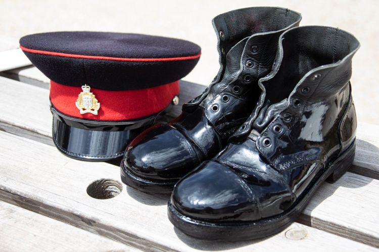 Military hat and boots pictured during researshals for Queen's birthday (Picture: MOD Gibraltar).