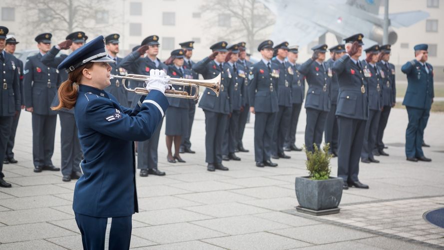 Military personnel at HQ Allied Air Command Ramstein Air Base, marked with Remembrance Day parade 11112021 Credit NATO.jpg