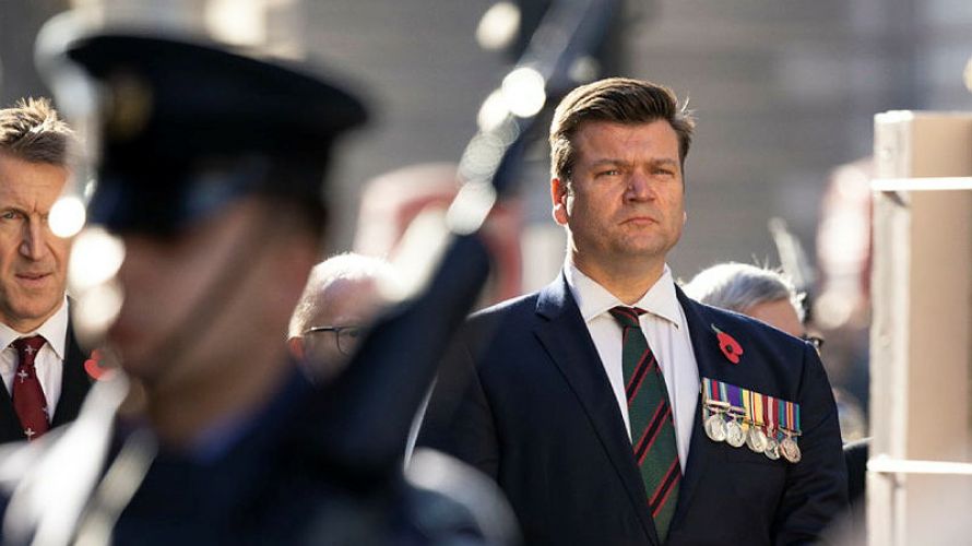 Minister of State for the Armed Forces, James Heappey MP at Armistice Day Service, The Cenotaph 11112021 Credit MOD.jpg