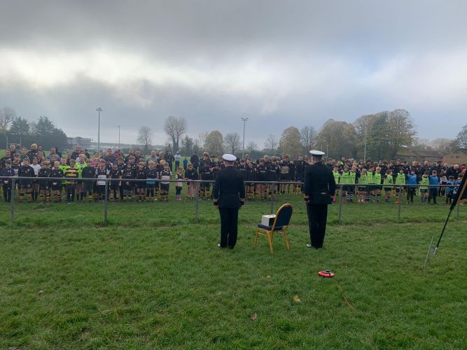 Portsmouth Rugby Club junior team join them in the remembrance ceremony