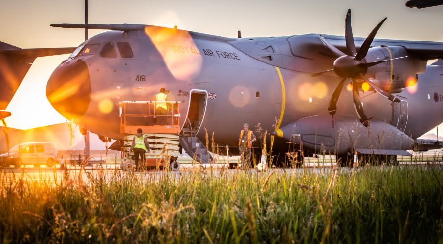 Photo by Corporal 'Matty' Matthews depicts an A400M being prepared for Op Broadshare (Picture: MOD).