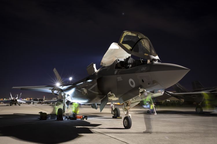 Photo by Corporal Amy Lupton depicts an F-35 from 617 Squadron undergoing post-flight checks at Nellis Air Force Base in the US (Picture: MOD).