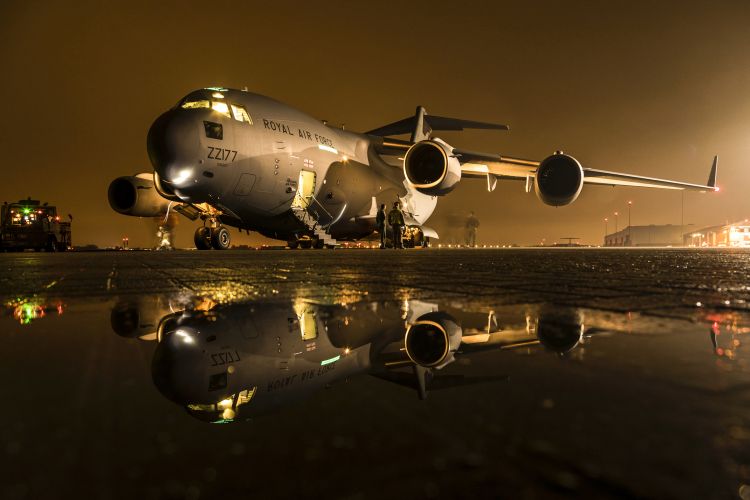 Photo by Corporal Tim Laurence depicts a C-17 arriving at RAF Northolt from Sierra Leone (Picture: MOD).