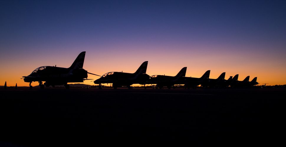 Photo by Senior Aircraftswoman Rose Buchanan depicts the Red Arrows parked up in Oakland (Picture: MOD).
