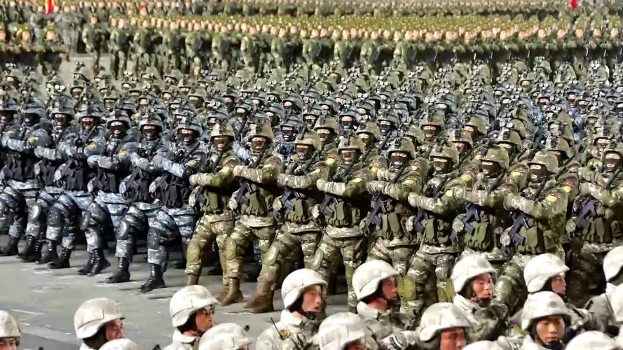 North Korean military personnel taking part in military parade