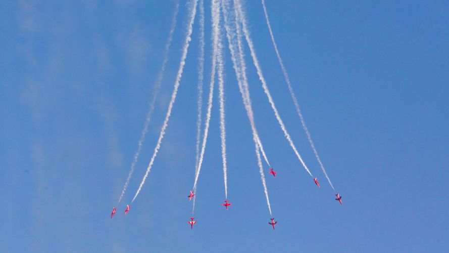 On the route into RAF Akrotiri Cyprus the Red Arrows conducted a flypast over Episkopi Garrison 28092021 Credit MOD Crown Copyright.jpg