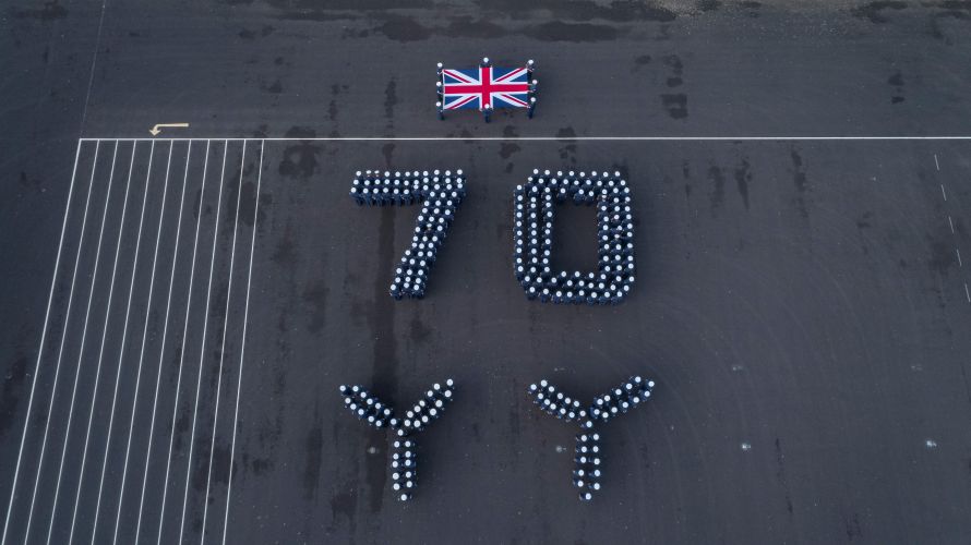 Parade grounds at HMS Sultan show off Platinum Jubilee tribute to The Queen 17052022 CREDIT ROYAL NAVY.jpg