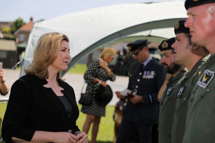 Penny Mordaunt meeting personnel during Armed Forces Day in Salisbury