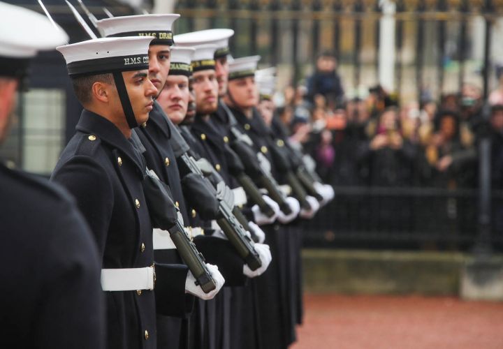 Sailors stand to attention (Picture: Royal Navy).