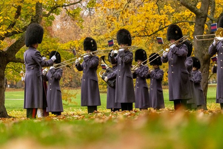 Personnel from The Band of The Welsh Guards provided music for the Royal Salute