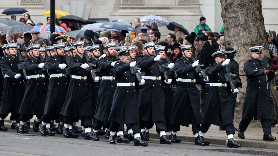Personnel march past the Cenotaph on Remembrance Sunday (Picture: MOD).