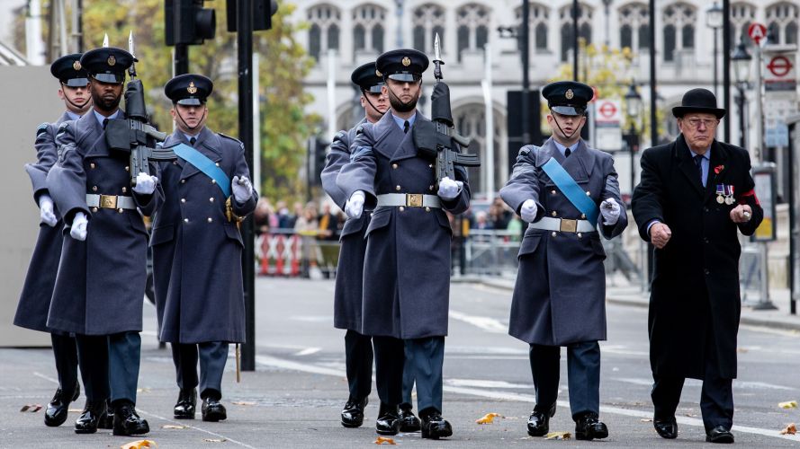 Personnel march to the Cenotaph (Picture: MOD).