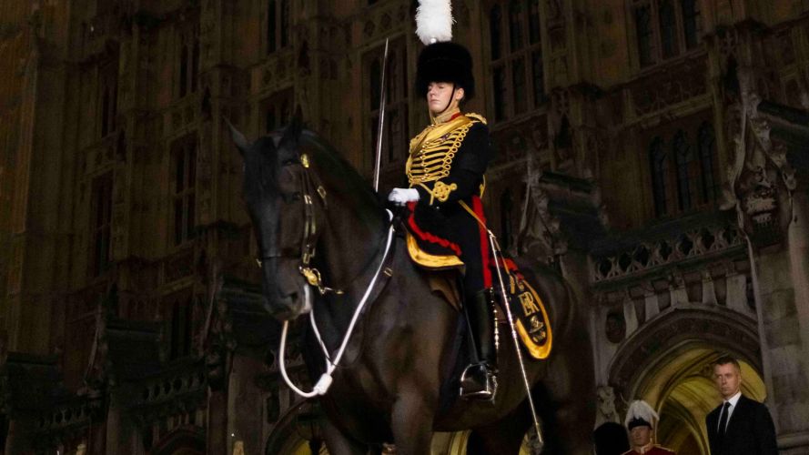 Personnel rehearse for HM The Queen's funeral before dawn (Picture: MOD).