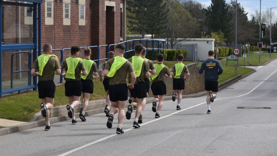 Personnel run as part of the Captain Tom 100 Challenge (Picture: MOD).