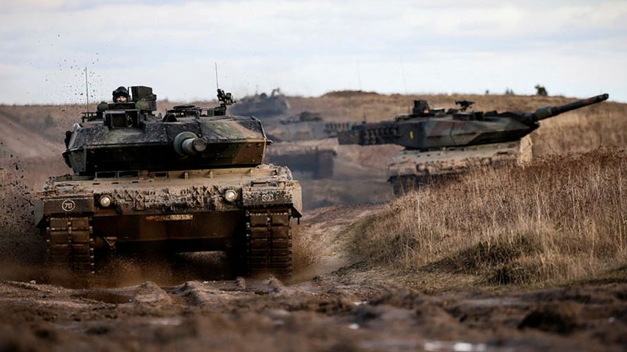 Polish Leopard 2PL tanks pictured in Drawsko Pomorskie Training (DPTA) Poland during Ex STEADFAST DEFENDER 23022024 CREDIT MOD