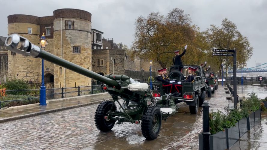 Preparation for the celebratory gun salute at the Tower of London for King Charles 75th birthday 14112023 CREDIT BFBS.jpg